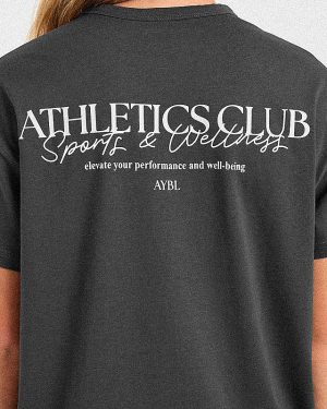 Athletics Club Oversized T Shirt - Charcoal: The Ultimate Blend of Comfort and Style