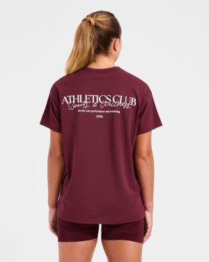 Athletics Club Oversized T-Shirt: Red Wine/Pink Edition