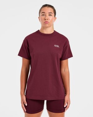 Athletics Club Oversized T-Shirt: Red Wine/Pink Edition
