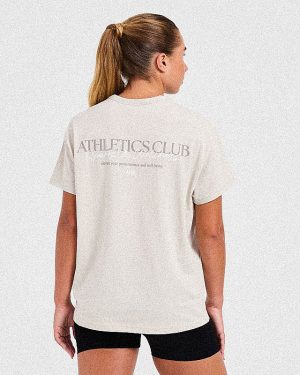 Athletics Club Oversized T Shirt - Taupe Beige: The Ultimate Comfort Staple