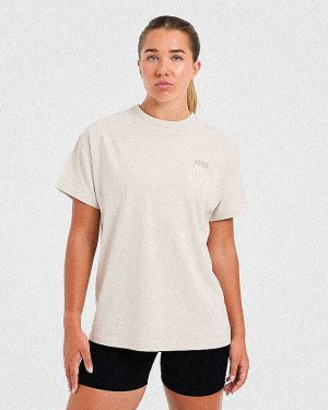 Athletics Club Oversized T Shirt - Taupe Beige: The Ultimate Comfort Staple