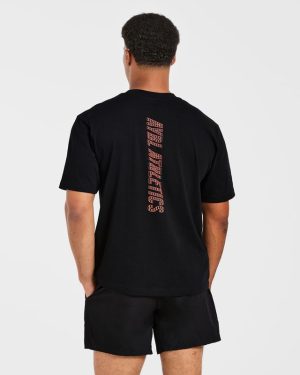Athletics Performance T Shirt - Black/Orange | Premium Cotton Comfort