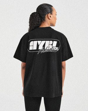 Athletics Retro Oversized T Shirt - Black