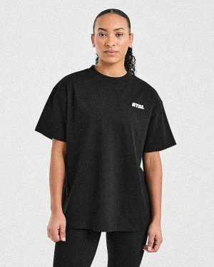 Athletics Retro Oversized T Shirt - Black