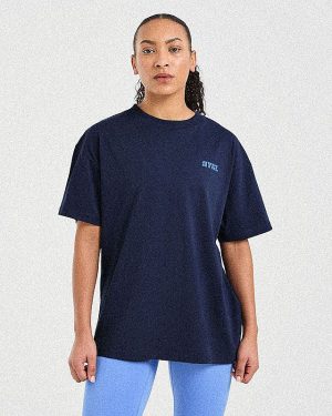 Athletics Retro Oversized T Shirt - Navy: The Ultimate Comfort & Style Statement