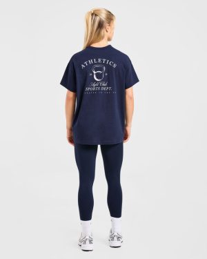Athletics Sport Dept Oversized T Shirt - Navy: The Ultimate Blend of Comfort and Style