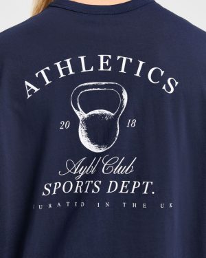 Athletics Sport Dept Oversized T Shirt - Navy: The Ultimate Blend of Comfort and Style