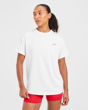Athletics Sport Dept Oversized T-Shirt - White/Red: The Ultimate Comfort & Style Fusion