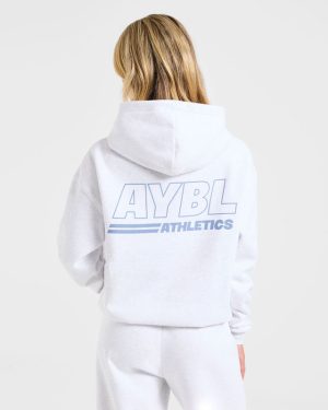 Athletics Track Oversized Hoodie - Heather Grey/Slate Blue