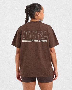 Athletics Track Oversized T Shirt - Brown/Sand