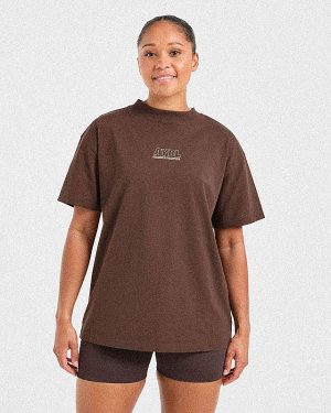 Athletics Track Oversized T Shirt - Brown/Sand