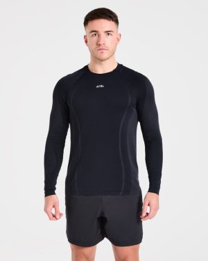 Attain Seamless Long Sleeve T Shirt - Black: The Ultimate Performance Essential