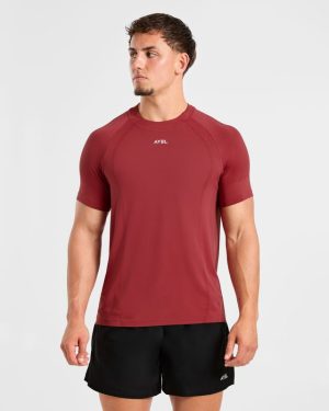 Attain Seamless T Shirt - Maroon Red: The Ultimate Performance Essential