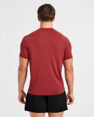 Attain Seamless T Shirt - Maroon Red: The Ultimate Performance Essential