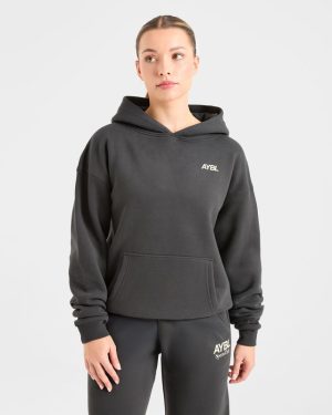 AYBL Sports Club Oversized Hoodie - Charcoal/Yellow: The Ultimate Comfort & Style Fusion