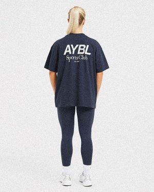 AYBL Sports Club Oversized T-Shirt: The Ultimate Navy & Off-White Essential