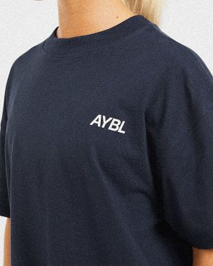 AYBL Sports Club Oversized T-Shirt: The Ultimate Navy & Off-White Essential