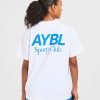 AYBL Sports Club Oversized T-Shirt: The Ultimate White/Cobalt Essential