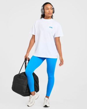 AYBL Sports Club Oversized T-Shirt: The Ultimate White/Cobalt Essential