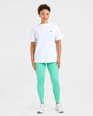 AYBL Sports Club Oversized T-Shirt: The Ultimate White & Racing Green Essential