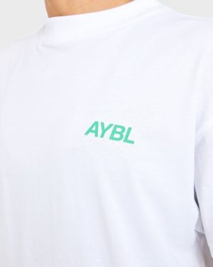 AYBL Sports Club Oversized T-Shirt: The Ultimate White & Racing Green Essential