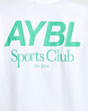 AYBL Sports Club Oversized T-Shirt: The Ultimate White & Racing Green Essential