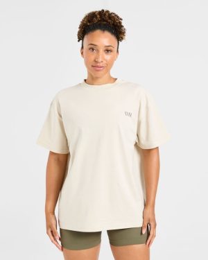 AYBL Wellness Oversized T Shirt - Beige: The Ultimate Comfort Fit