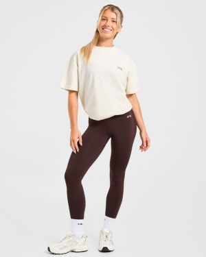 Body, Mind, You Oversized T-Shirt: The Ultimate Beige/Brown Essential