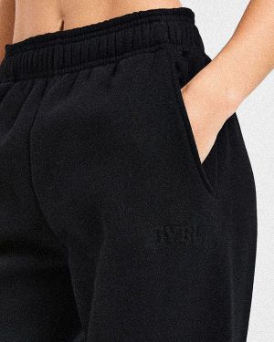 Classic Plush Oversized Straight Leg Joggers - Black