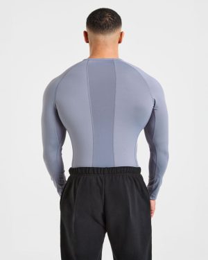 Slate Grey Compression Long Sleeve T-Shirt | Advanced Muscle Support