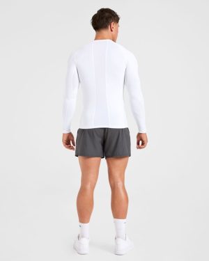 Performance White Compression Long Sleeve T-Shirt for Elite Training