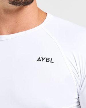 Performance White Compression Long Sleeve T-Shirt for Elite Training