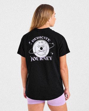 Dedicate To The Journey Oversized T Shirt - Black