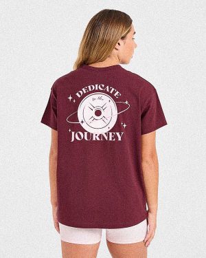 Dedicate To The Journey Oversized T Shirt - Burgundy