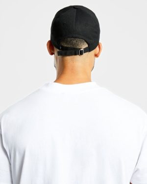 Premium Embroidered Cotton Cap - Black