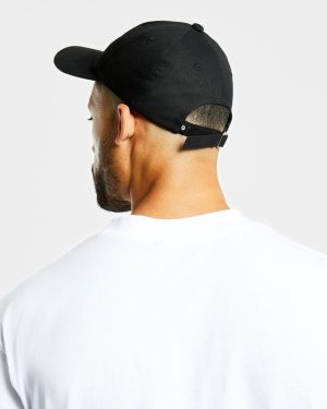 Premium Embroidered Cotton Cap - Black