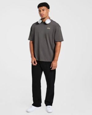 Essential Oversized T Shirt - Charcoal/Butter: The Ultimate Comfort Staple