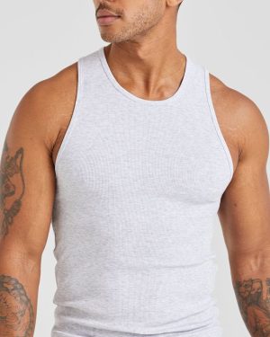 Essential Ribbed Tank - Light Grey Marl: The Ultimate Gym Companion