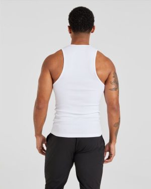 Essential Ribbed Tank - White: The Ultimate Gym Companion
