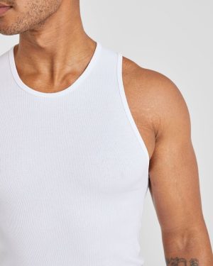 Essential Ribbed Tank - White: The Ultimate Gym Companion