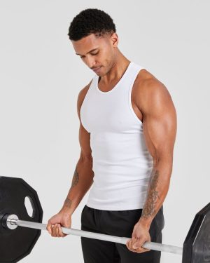 Essential Ribbed Tank - White: The Ultimate Gym Companion