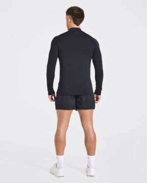 Essential Seamless 1/4 Zip Pullover - Black