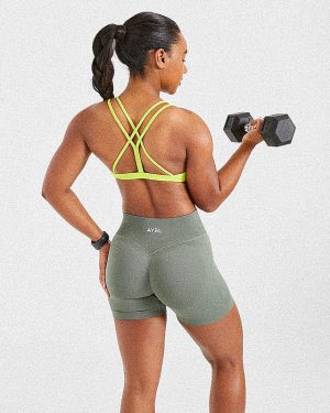 Essential Strappy Sports Bra - Lime Punch: Performance Meets Style