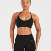 Essential V Neck Strappy Sports Bra - Black