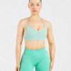 Essential V Neck Strappy Sports Bra - Light Sage: The Ultimate Low-Impact Companion