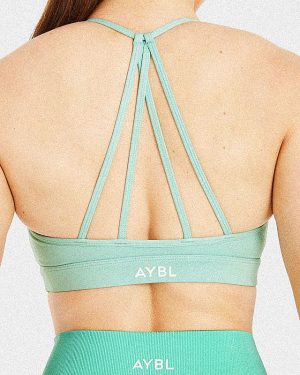 Essential V Neck Strappy Sports Bra - Light Sage: The Ultimate Low-Impact Companion
