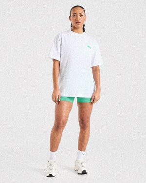Focused Wavy Oversized T Shirt - White/Green: The Ultimate Comfort Tee