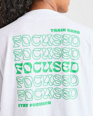Focused Wavy Oversized T Shirt - White/Green: The Ultimate Comfort Tee