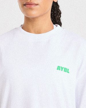 Focused Wavy Oversized T Shirt - White/Green: The Ultimate Comfort Tee