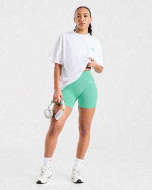 Focused Wavy Oversized T Shirt - White/Green: The Ultimate Comfort Tee